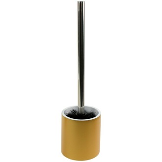 Steel and Gold Finish Round Free Standing Toilet Brush Holder in Resin Gedy YU33-87